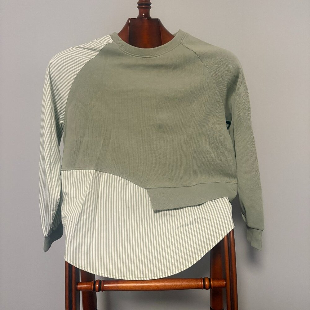 Women’s Slit Crewneck Patchwork 2-in-1 Sweater